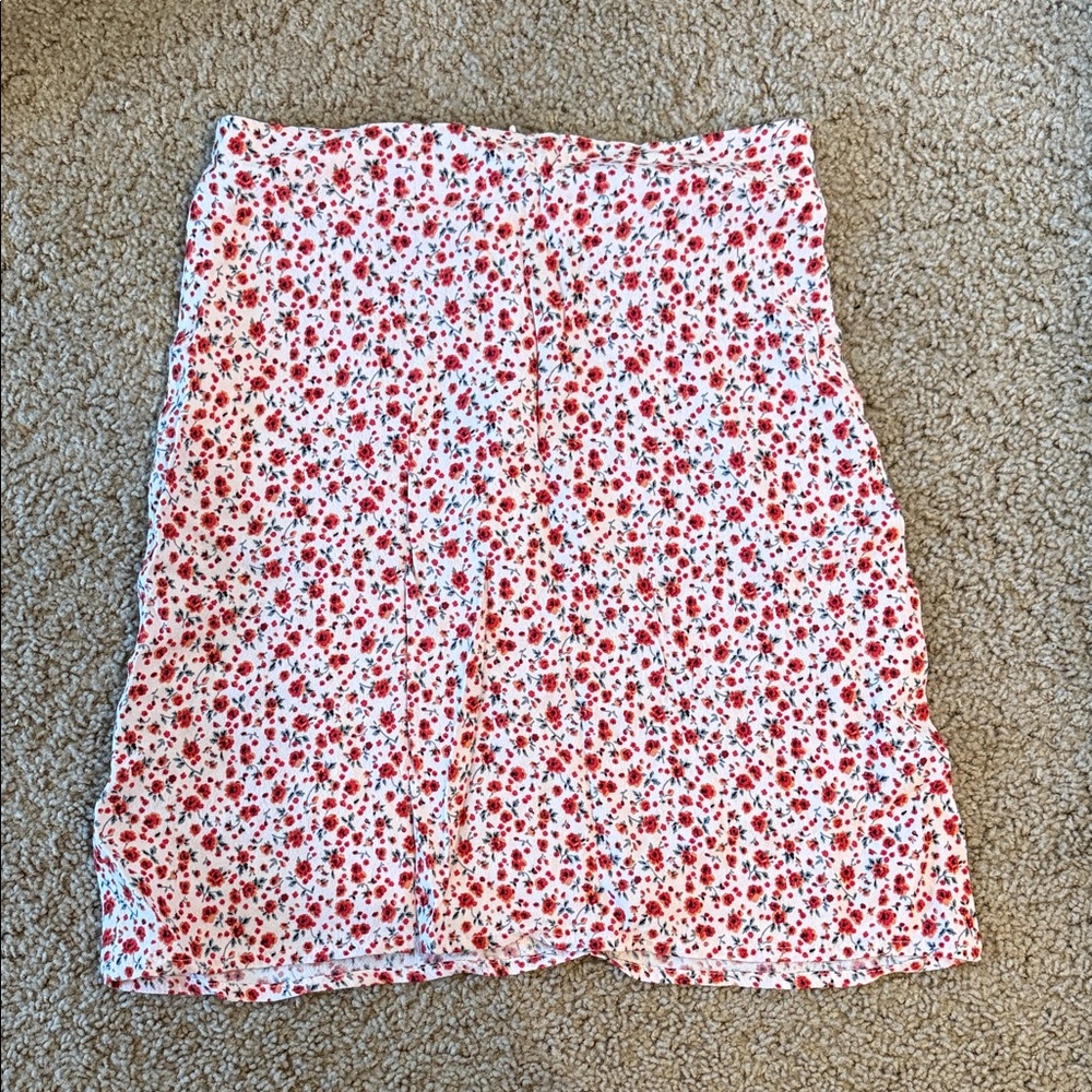 Brandy Melville Red Floral Mini Skirt